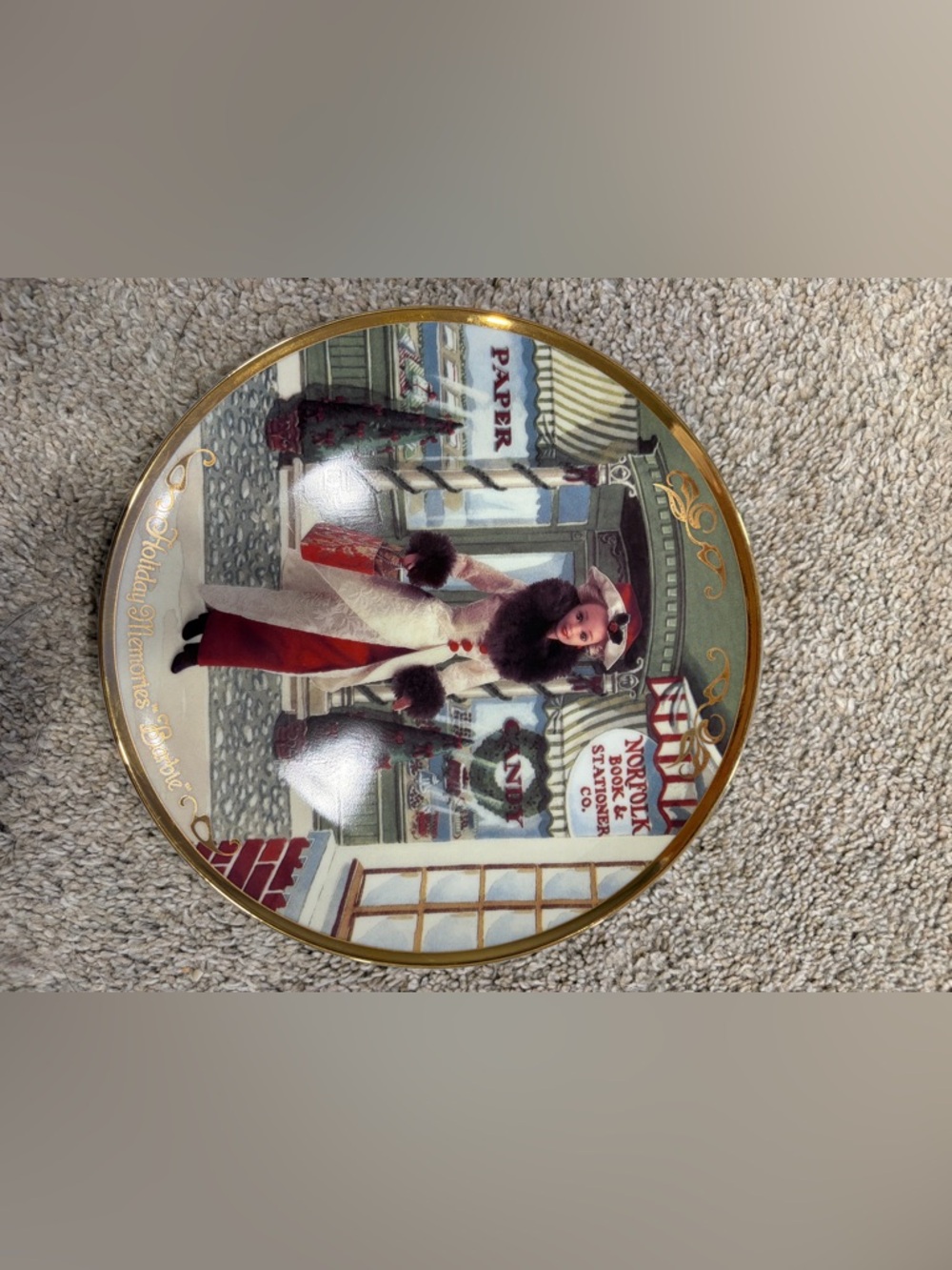 Vintage Decorative Round Plate with Victorian Barbie Illustration